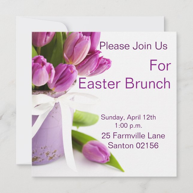 Invitación cuadrado 5,25" del brunch de pascua x 5,25" (Anverso)