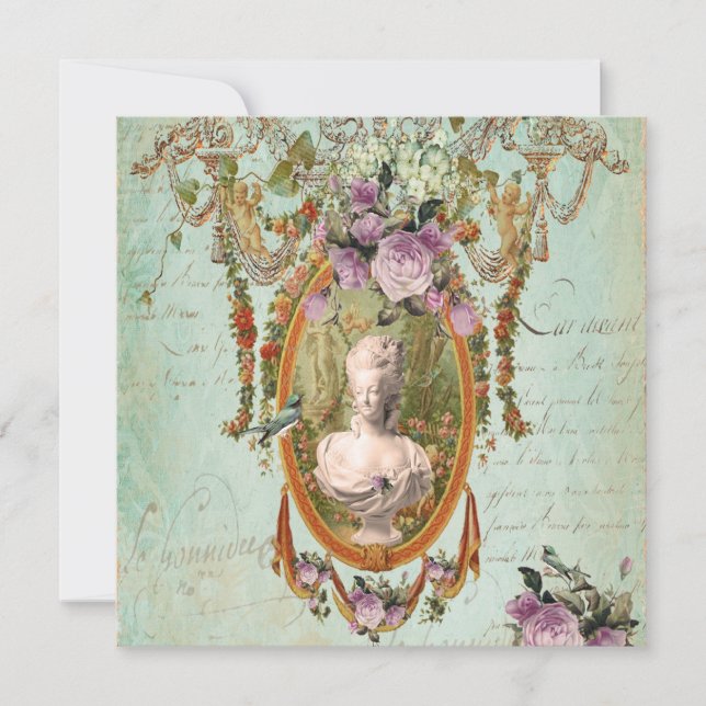 Invitación Cuadrado antiguo de los jardines de Marie (Anverso)