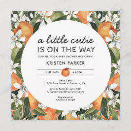 Invitación Cuadrado Baby Shower con tema naranja