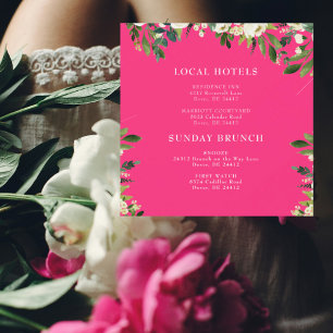 Invitación Cuadrado blanco floral caliente en cascada