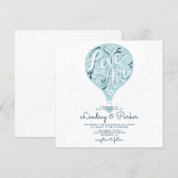 Cuadrado Boda azul con luz de amor a mano