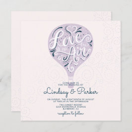 Invitación Cuadrado Boda púrpura de lavanda con amor a mano