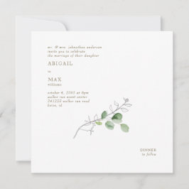 Invitación Cuadrado botánico de acuarela moderna de primavera