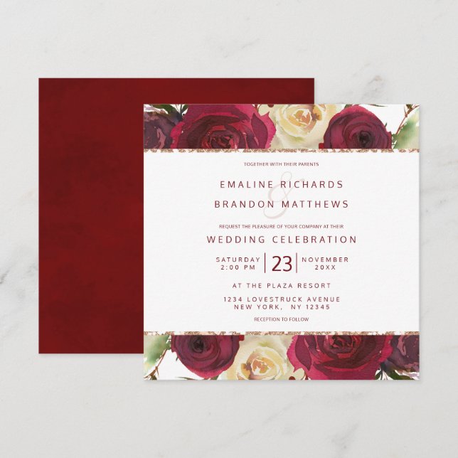Invitación Cuadrado de Boda de Invierno de Mistletoe Manor Wa (Anverso / Reverso)