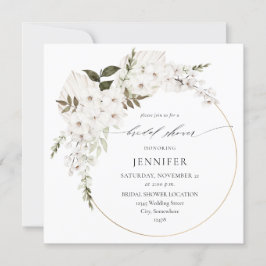 Invitación Cuadrado de ducha de novia floral del Boho blanco