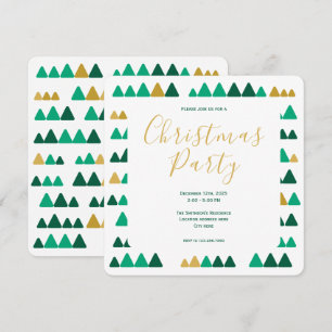 Invitación Cuadrado de Navidad de Bosques Verdes y Dorados Mi