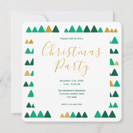 Invitación Cuadrado de Navidad de Bosques Verdes y Dorados Mi