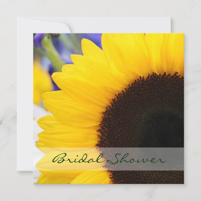 Invitación Cuadrado nupcial de la ducha del girasol (Anverso)