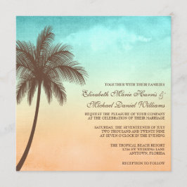 Invitación Cuadrado tropical de la boda de la palmera de la