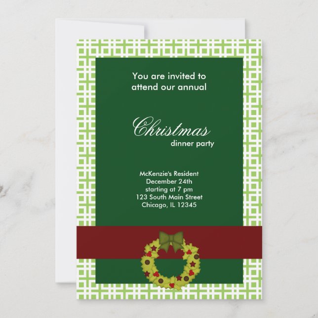 Invitación Cuadrados de cena de navidades (Anverso)