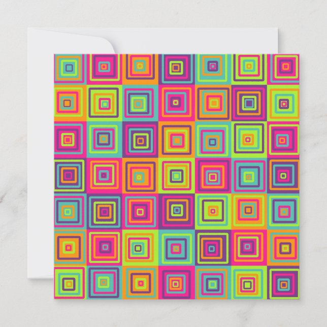 Invitación Cuadrados geométricos coloridos (Anverso)