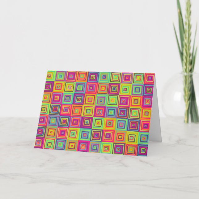 Invitación Cuadrados geométricos coloridos (Anverso)