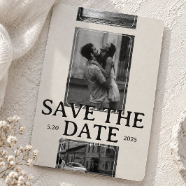 Invitación Cuadrícula de Fotos Moderna con Tipografía Serif e