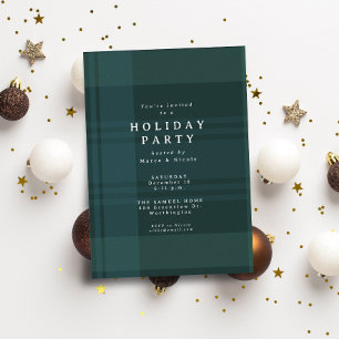Invitación Cuadrillé clásico de Navidad, simple fiesta verde 