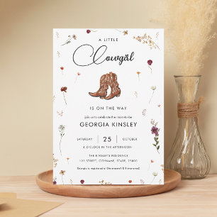 Invitación Cuadrillo de flores silvestres niña pequeña Cowgir