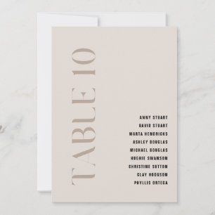 Invitación Cuadro 10 Número de cuadro del Boda Beige negrita 
