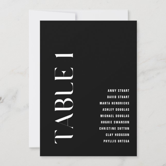 Invitación Cuadro 1 Negrita moderna Boda Número de cuadro (Anverso)