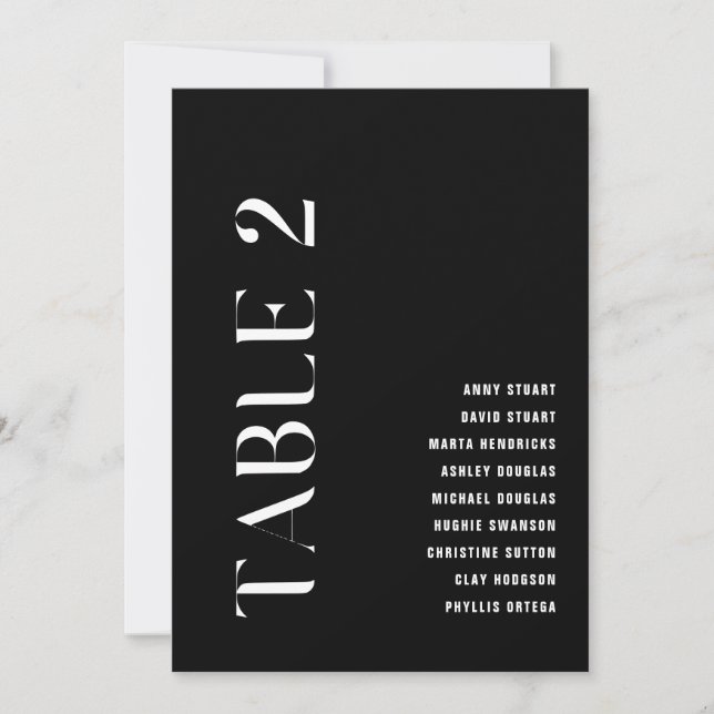 Invitación Cuadro 2 Negrita moderna Boda Número de cuadro (Anverso)