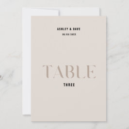 Invitación Cuadro 3 Negrita Boda Beige Número de cuadro