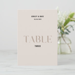 Invitación Cuadro 3 Negrita Boda Beige Número de cuadro