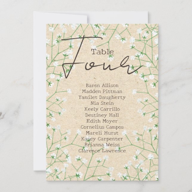 Invitación Cuadro 4 Número de asientos del Boda de aliento de (Anverso)