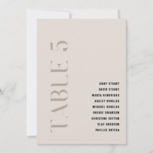 Invitación Cuadro 5 Boda Beige negrita moderno Número de cuad