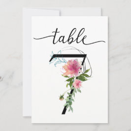 Invitación Cuadro 7 Número de tabla de peones rosados