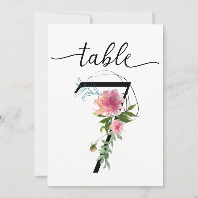 Invitación Cuadro 7 Número de tabla de peones rosados (Anverso)