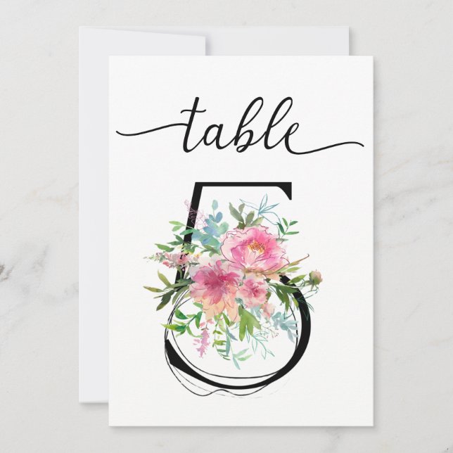 Invitación Cuadro cinco Número de tabla de peones rosados (Anverso)