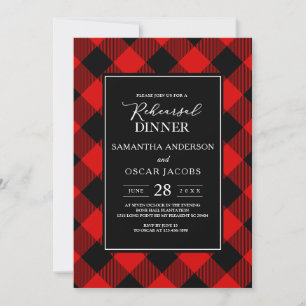 Invitación Cuadro de búfalo rojo y negro 