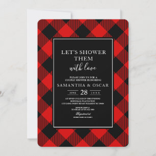 Invitación Cuadro de búfalo rojo y negro 