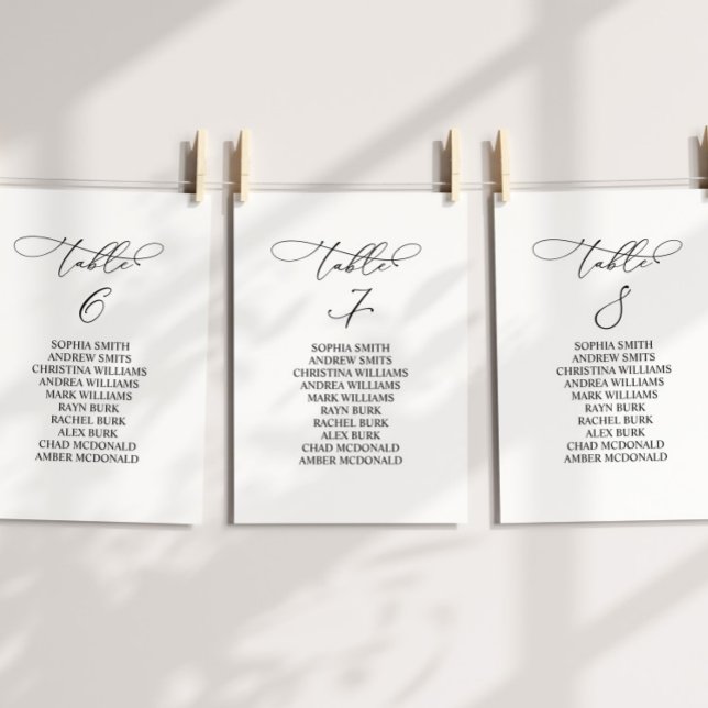 Invitación Cuadro de caligrafía elegante Número de asiento 7 (Subido por el creador)