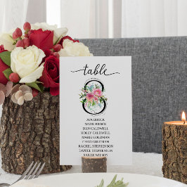 Invitación Cuadro ocho Número de tabla de peones rosados