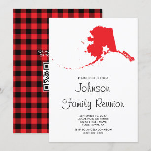 Invitación Cuadro Rojo de Búfalo Reunión Familiar de Alaska
