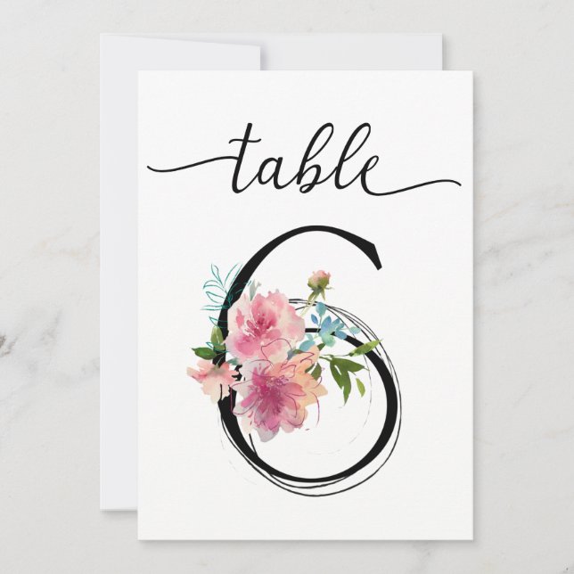 Invitación Cuadro seis Número de tabla de peones rosados (Anverso)