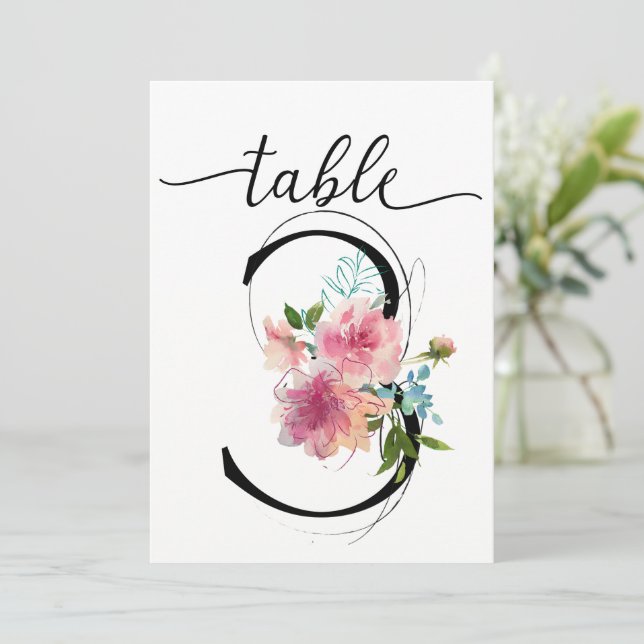 Invitación Cuadro tres Número de tabla (Anverso de pie)