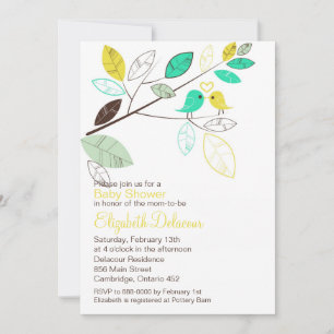 Invitación Cuadros Amarillos y Verdes Primavera Baby Shower
