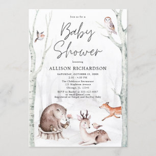 Invitación Cuadros de agua de Woodland ducha de bebé neutra d