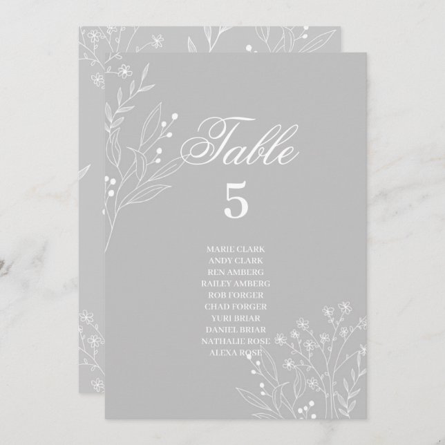 Invitación Cuadros de asientos de Boho floral de la esquina b (Anverso / Reverso)