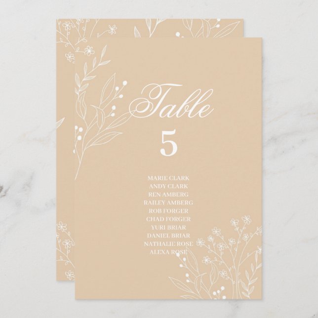 Invitación Cuadros de asientos de Boho floral de la esquina b (Anverso / Reverso)