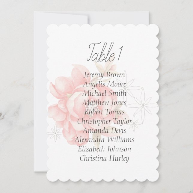 Invitación Cuadros de asientos modernos de peonía roja (Anverso)