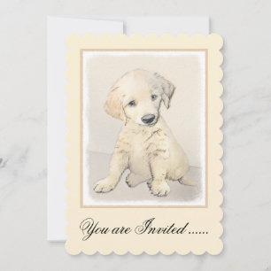 Invitación Cuadros De Cachorro Dorado - Arte Original De Perr