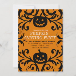 Invitación Cuadros de calabaza de damascar Glam Halloween