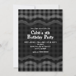Invitación Cuadros de cuadros a cuadros grises y negros Fiest