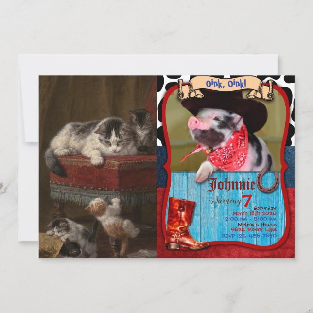 Invitación Cuadros De Gatos Y Gatitos (Anverso)