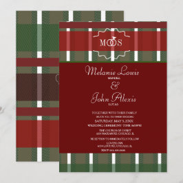 Invitación Cuadros de Navidad de Tartán Burgundy Invernal Bod