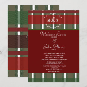 Invitación Cuadros de Navidad de Tartán Burgundy Invernal Bod