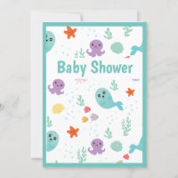 Cuadros de pescado Octopus Mint Green Purple Baby