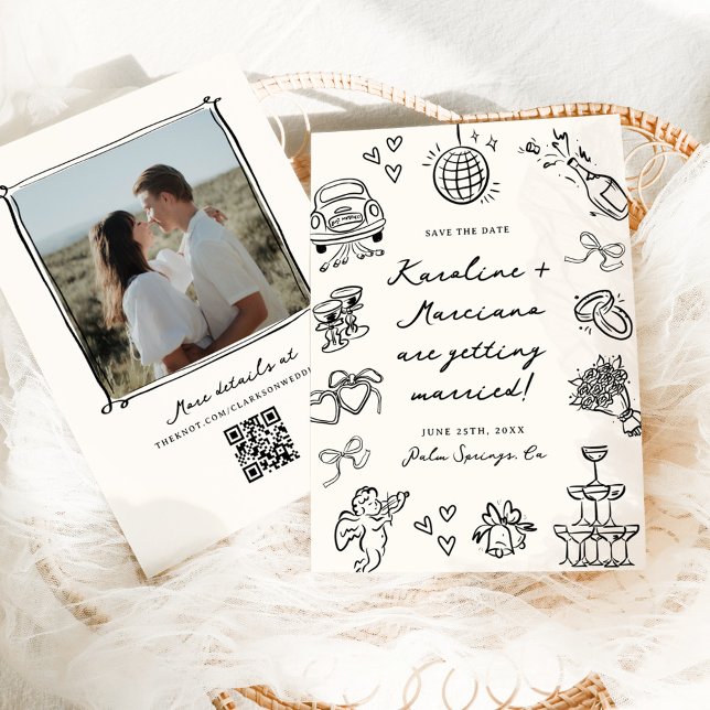 Invitación Cuadros dibujados a mano caprichosa Guardar el cód (Subido por el creador)