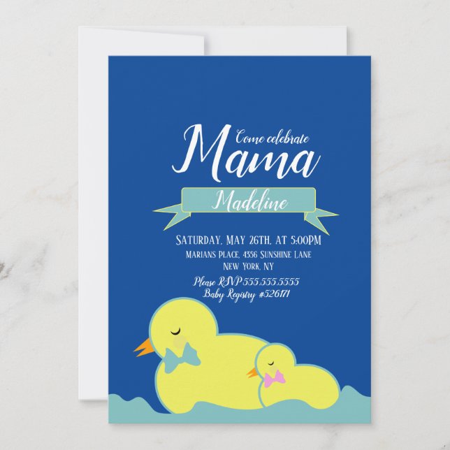 Invitación Cuadros Ducks Baby Shower amarillo rosa azul (Anverso)
